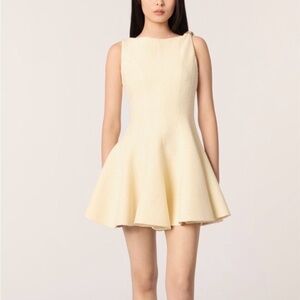 Maje Soft Yellow Flared Mini Dress